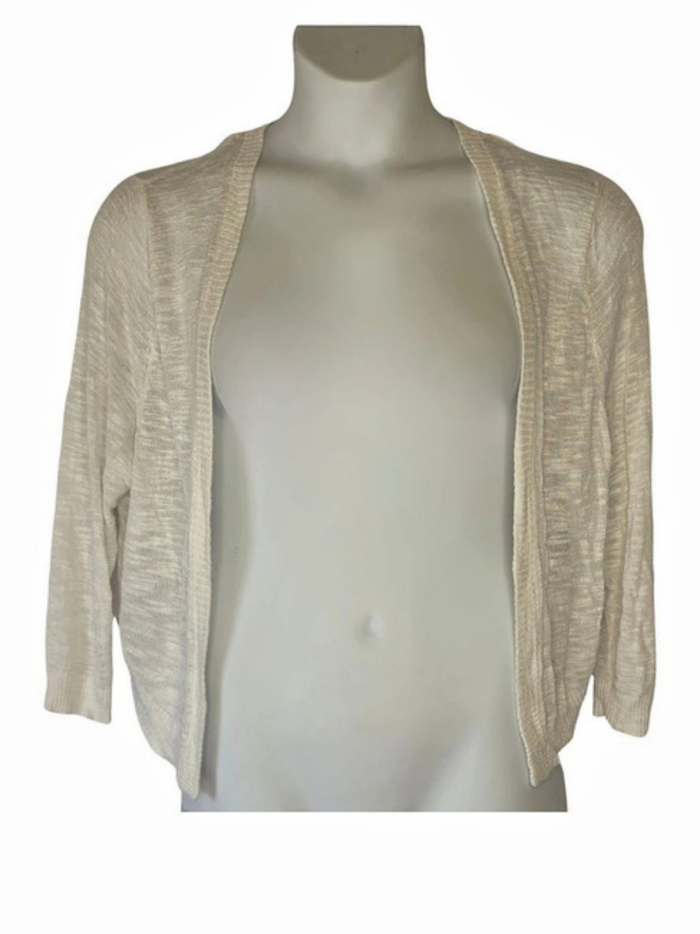 TORRID 1 Open Front Shrug Cardigan Cropped Knit Off White 4129-